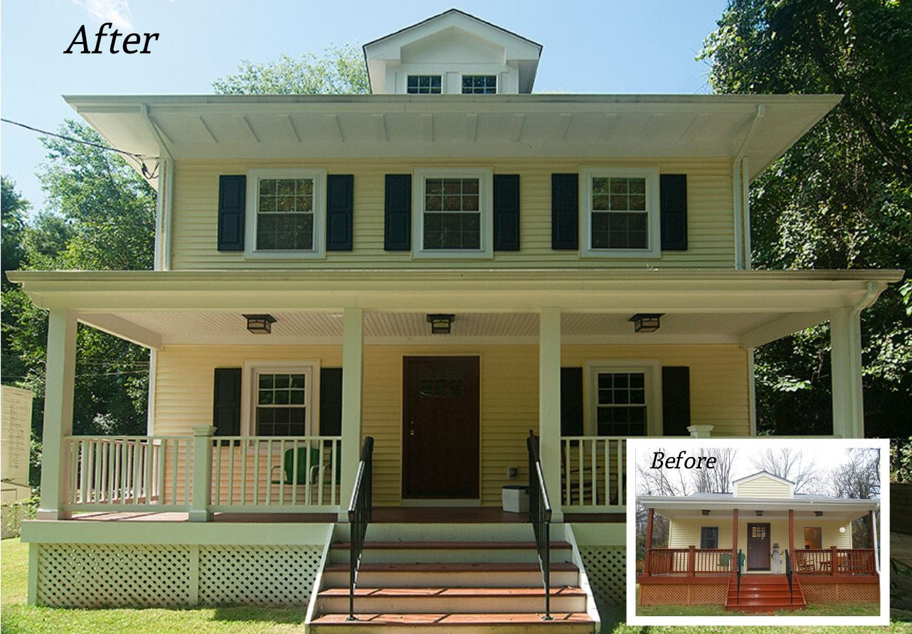 An addition kitchen and living room